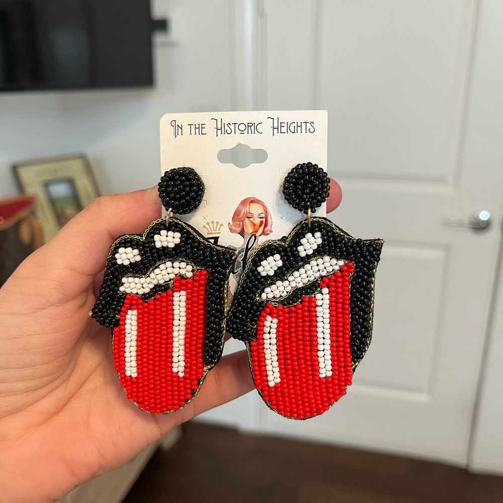 Brand new Rolling Stones logo earrings